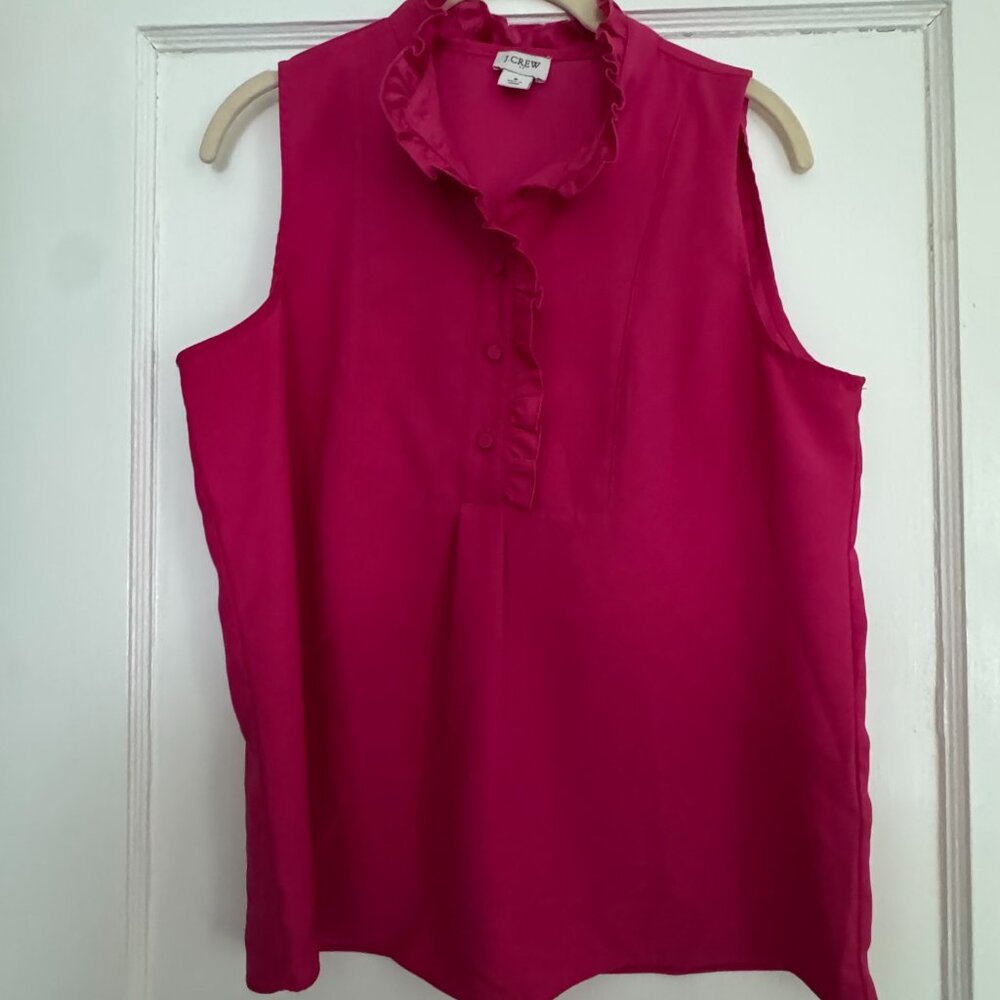 J. Crew Factory Sleeveless Ruffle Neck Blouse - Picture 2 of 5